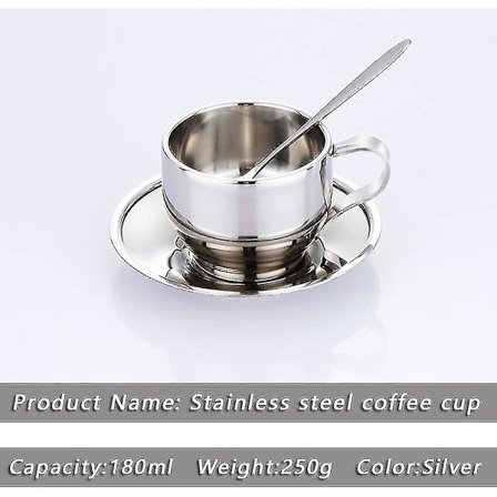 Kaffekop Sæt Rustfrit Stål Dobbelt Væggede Cappuccino Håndtag Kopper Med Ske Og Underkop Udslagssikker Ins Cafeer Restaurant (sølv)