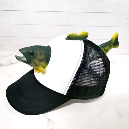Finurlig 3D Dyreørred Dekorativt Unikt Hovedbeklædning Herre Baseball Kasket Mode Solhat Dame Duckbill Mesh Net Fisker Havfiskeri (FMY)