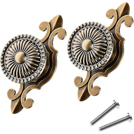 2 stk Vintage Skabsknapper, Retro Messing Runde Skuffegreb, Skabshåndtag Dørgreb Med Skruer Til Garderobe Møbler (enkelt hul) gul