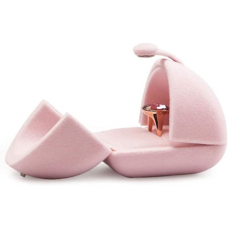 Rosa fløyel ringboks for frieri, forlovelse, bryllup Søt ringgaveeske
