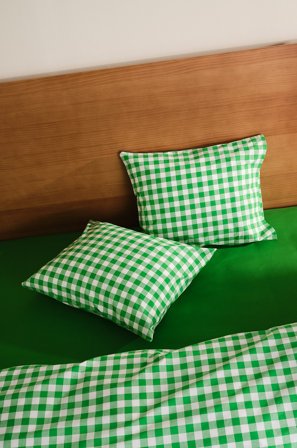 Jotex - Putetrekk 2-pakning 50x60 Cm Økologisk Limegrønn/naturhvit - LAUREN - Kjøp Putevar hos Jotex