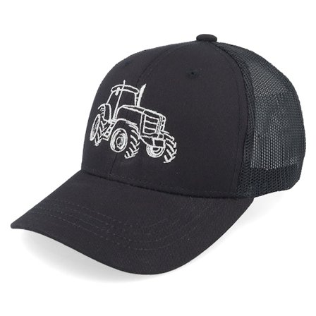 Kiddo Cap - Kids Tractor Outline Black/Black Trucker Trucker Black Cap - @ Hatstore
