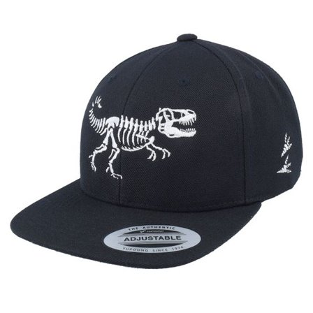 Kiddo Cap - Svart snapback Keps - Kids Dino T-rex Bone Skull Black/Black Snapback @ Hatstore