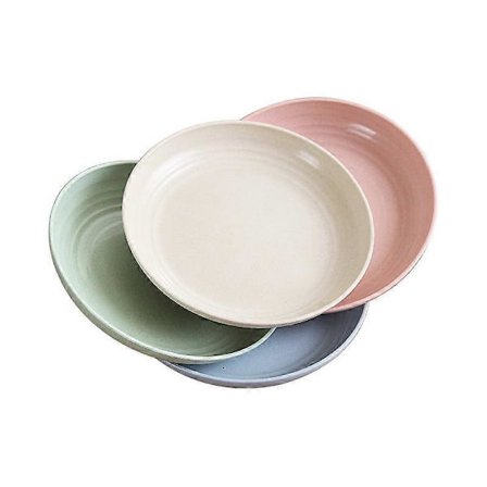 Hvetestråtallerkener/4 stk 20 cm Nedbrytbare Sunne Uknuselige Porselenstallerkener YOM