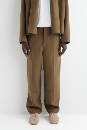 COS Men's Pantaloni Barrel Leg In Lana Doppiata in Marrone