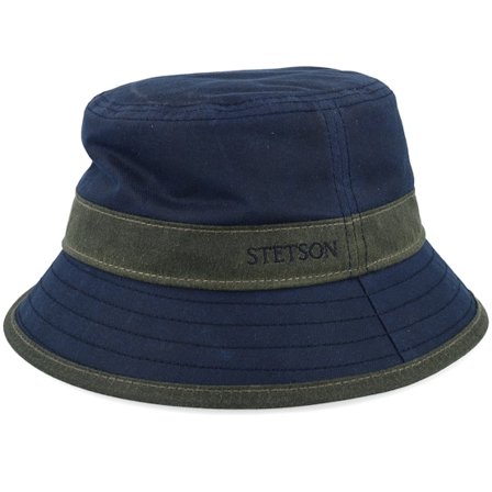 Stetson - Waxed Cotton Wr Black Ocean Bucket Bucket Blue Hat - @ Hatstore
