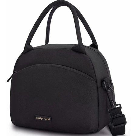 Isoleret frokosttaske til kvinder til arbejde, hvid lille frokosttaske til kvinder, frokosttaske til voksne, sort