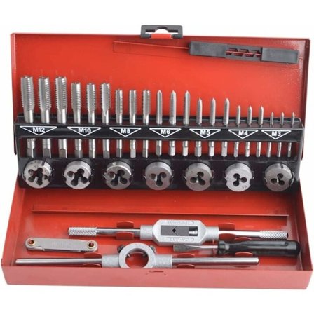 Gunpla Tungsten metrisk gängtapp och gängsnitt skruvskärningsverktyg avsmalnande borr gängningssats med förvaringsväska KLB
