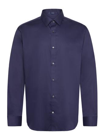 Stretch Plain Sateen Reg Town Tops Shirts Business Navy GANT