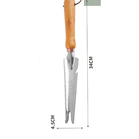 Gräsklippare med trähandtag i rostfritt stål för att ta bort ogräs från vägluckor och trädgårdsredskap
