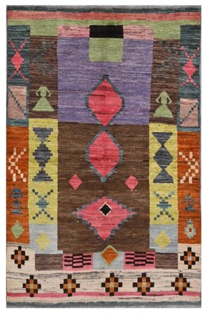 Hand Knotted Moroccan Berber - Afghanistan 114X188 Wool Rug Black/Dark Purple Small