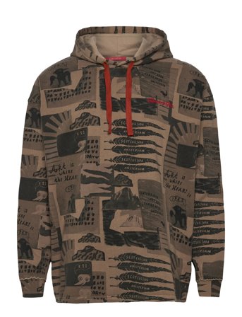 Scotch & Soda Loose-Fit Overdyed All-Over Printed Hoodie - Beige - L