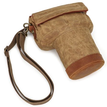 Stødabsorberende, faldsikker skuldertaske i koskind til Canon Nikon Sony-kameraer (Taupe)