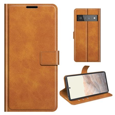 Hållbart konstläder Google Pixel 6 Pro fodral med plånbok - Brun