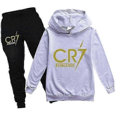 2 STK Cristiano Ronaldo Hættetrøje VM CR7 Julegaver The Eras Tour Hættetrøje og Sort Buksesæt Piger Drenge Hættetrøje Sweatshirt Pullover Toppe Børn T