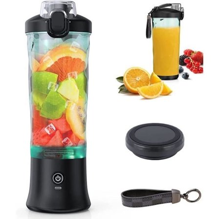 Bærbar Blender 600ml Bærbar Mixer til Smoothies og Milkshakes Frisk Juice Mixer Flaske med USB-C Genopladelig og 6 Blade