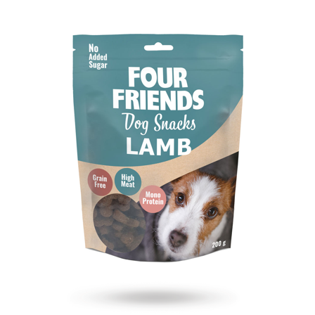 Fourfriends Dog Snacks Lamb 200g - Matskåler, Hundegobiter & Tyggeben til hund & katt på Doggie.no