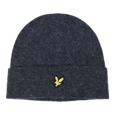 Lyle & Scott - Grå cuff Beanie - Lambswool Blend Ribbed Beanie Charcoal Marl Cuff @ Hatstore