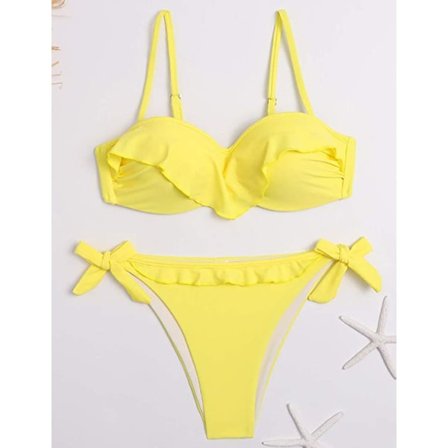 IC NOE Kvinders Bikini Volang Top Side Tie Bund Tovedelt