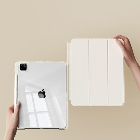 Etui for iPad Air6 2024 11" Kremhvit Penn-spor Slide Delt Transparent