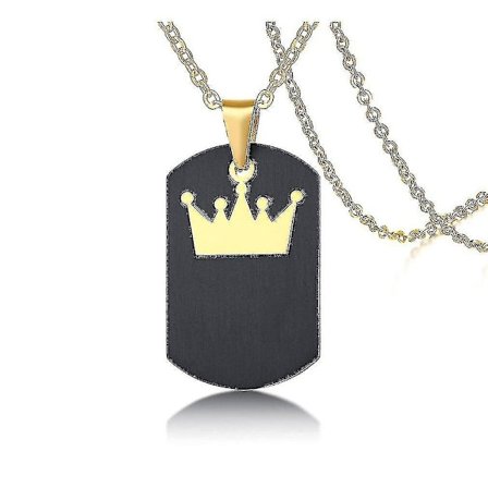 (kung) Herr Dam Kung Drottning Krona Dog Tag Halsband,svart guld
