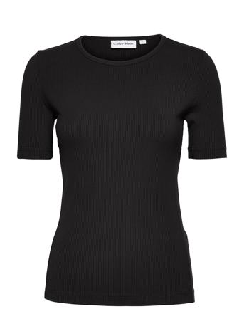 Modal Rib Crew Neck Top T-shirt Top Sort Calvin Klein