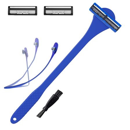 2-in-1 suuri manuaalinen partahöylä ja selänpesuri miehille integroiduilla parranajo- ja selkäkarvojen trimmaustoiminnoilla