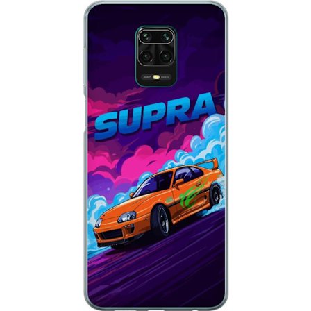 Yhteensopiva Puhelinkuori Xiaomi Redmi Note 9 Pro Toyota Supra driftaamassa neonvärisellä savulla, nopeuden tunteella ja yöllisessä katukilpailuym