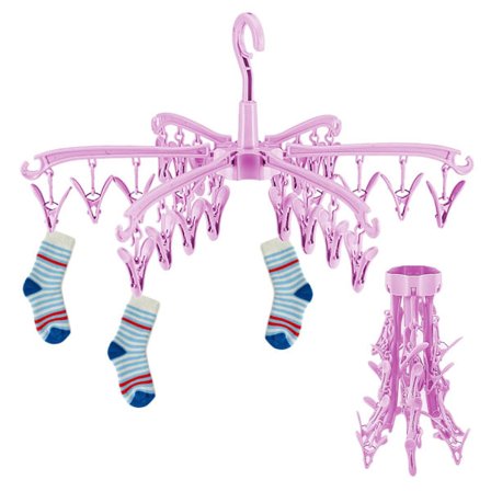 Ny, egnet sokketørker, 24 klesklyper sokkehenger for klesvask, hengende roterende sokketørkestativ