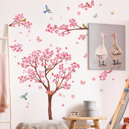 decalmile Blomma Ros (Träd H: 90cm) Trädväggdekaler Fåglar på