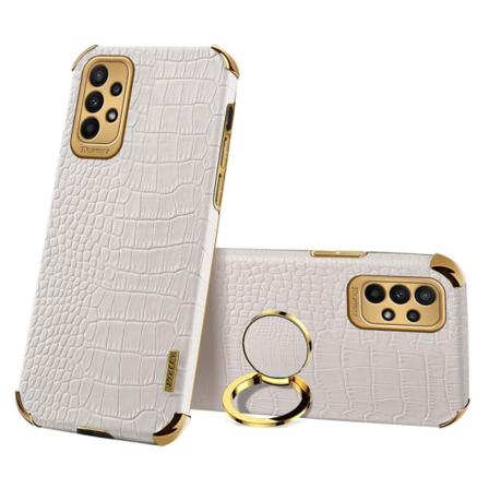 SKALO Samsung A23 5G Krokotiili Kultainen Reuna Kuori - Valkoine White