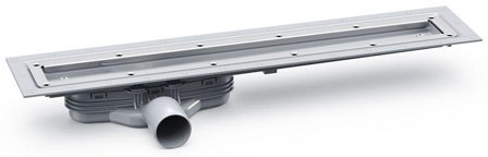 Purus Line Vinyl Plus 600 Golvbrunn utan sil, lågbygg, Ø50 sidoutlopp 630 mm, Inomhusavlopp