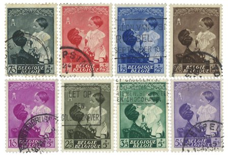 Belgien 1937 - OBP 447-54 - Stemplet