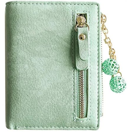 Kvinners Rfid Liten Bifold Lær Lommebok Damer Mini Glidelås Myntpung Id-kortlomme, Slank Kompakt Tynn----Grønn C