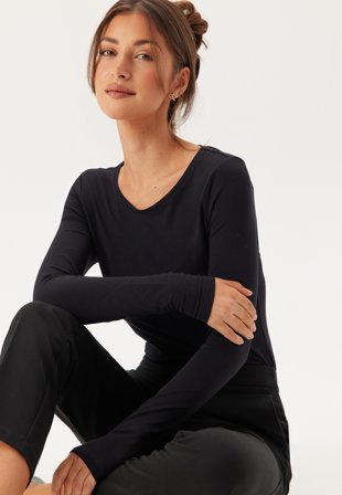 VILA Vinora L/S O-NECK TOP - NOOS O Black Beauty Klær