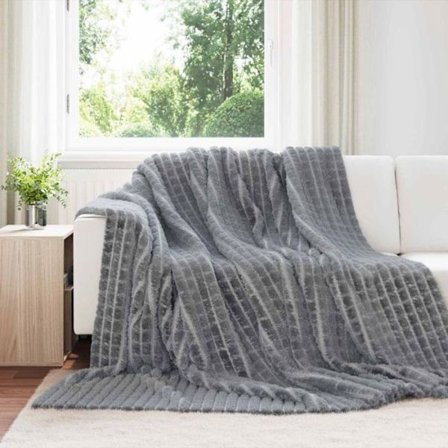 Täckning - täcke - pläd Vidaxl Grått kast 270 x 240 cm Fleece