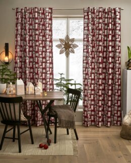 Multibåndlengde Julevindu med trykt motiv 2-pk Rød