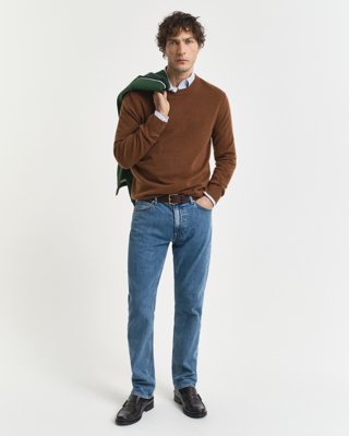 GANT - Regular fit jeans i stilren vask til herre mid blue worn in