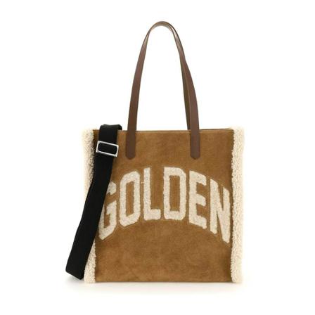 Golden Goose, california north-south bag with shearling detail Bruin, Dames, Maat:ONE Size,leer