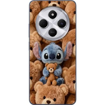 Kompatibelt Mobildeksel til Xiaomi Redmi 14C Stitch omgitt av brune teddybjørner med en liten teddybjørn i fanget i en søt og koselig kawaii-design
