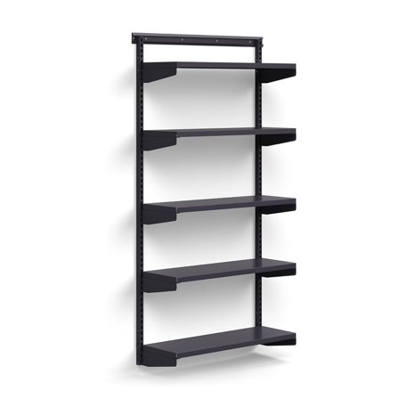 Wall shelving RELY, basic unit, sheet metal shelves, 1800x900x300 mm, anthracite