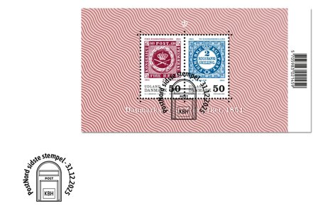 Danmark - Danmarks første frimærker - Sidstedagskuvert 31/12 med miniark