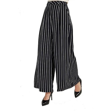 Kvinnor Solida långa byxor med hög midja vid ben