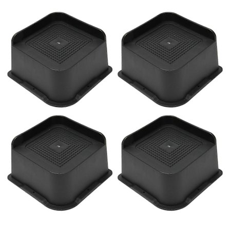 4 STK Sengeforhøjere ABS L Form Anti-Slip Stol Ben Ekstra Løft Møbelforhøjer Stand Blokke til Skrivebord Skab Sofa Borde Sort 7.6cm/3in