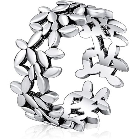 (Sæt med 2) Vintage Justerbare Sølvblad Ringe til Kvinder og Piger