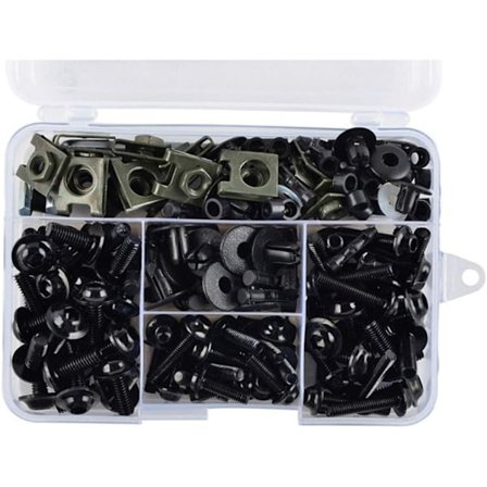 Kåpskruvsats, 195 delar Universal Motorcykel Vindruta Kåpskruvar Set(svart)