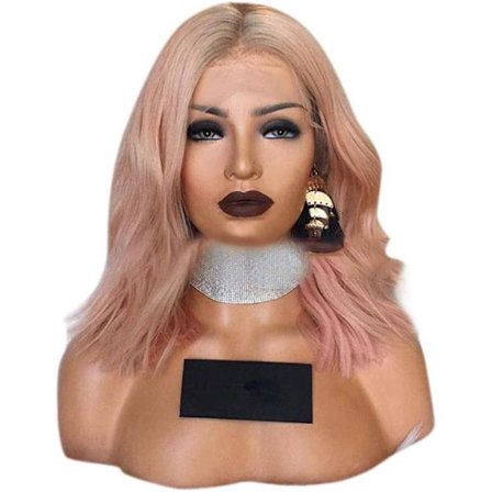 Hårförlängningar Fashian Peruk In The Corn Varmt mikrovalsat vatten krusningar i det långa håret Ljusrosa Kort lockigt hår (Färg: Rosa)