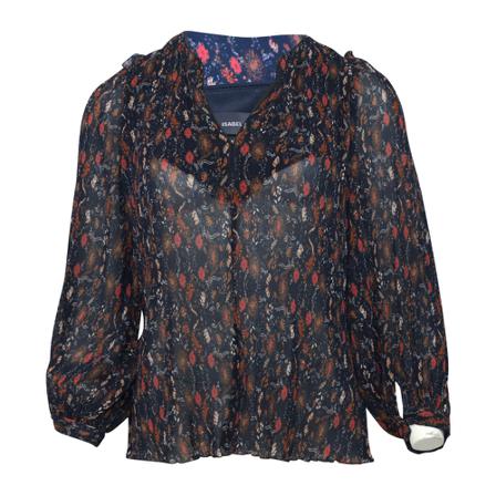 Isabel Marant Pre-owned Pleated Long-Sleeve Bluse in Floral Print Polyester Blå, Dame