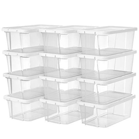 Songmics sæt med 12 skokasser opbevaringsbokse til sko skoopbevaringsboks transparent