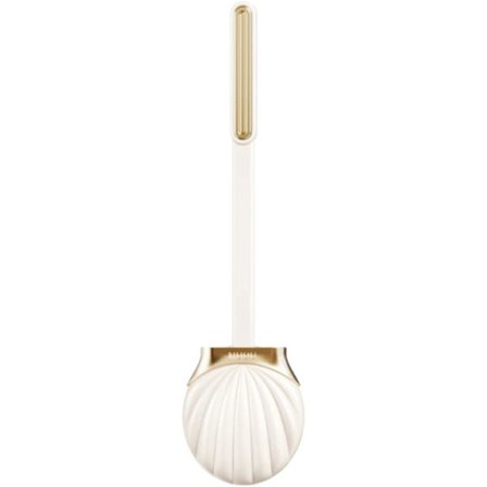 Silikoninen WC-harja simpukankuoren pidikkeellä, pitkävartinen WC-harja, reiätön WC-harja, valkoinen